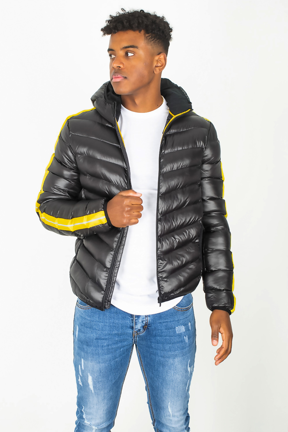 black and yellow coat