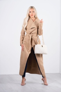 Grey Maxi Length Oversized Waterfall Belted Coat Grey Maxi Length Oversized Waterfall Belted Coat