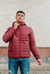 burgandy puffer jacket