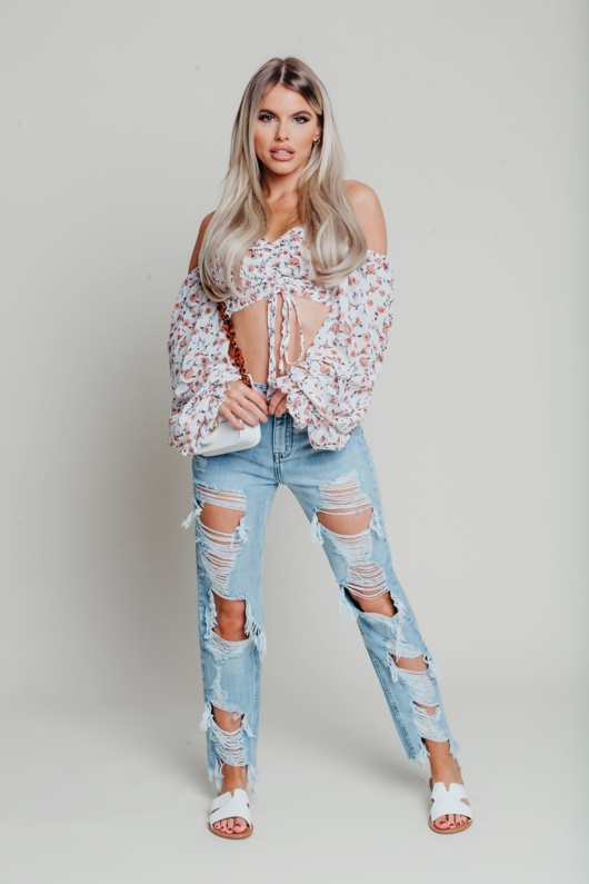 light wash extreme distressed mom jean