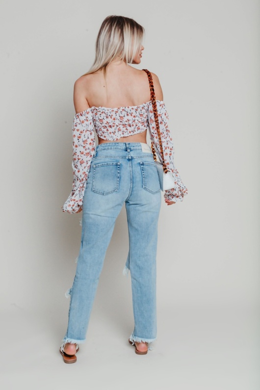 light wash extreme distressed mom jean