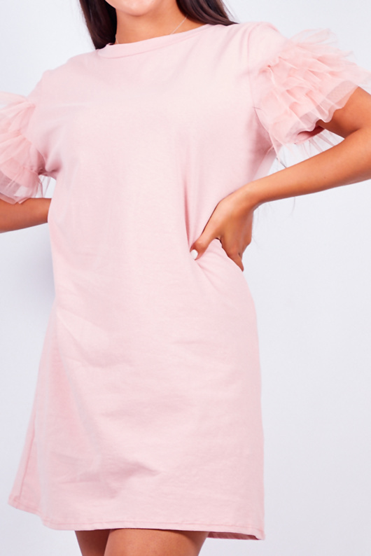 dusty pink t shirt dress