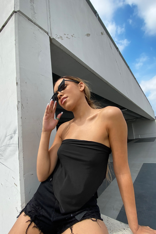 Black Tie Back Scarf Top Womens Tops justyouroutfit