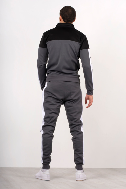 Mens Grey Zip Panel Tracksuit