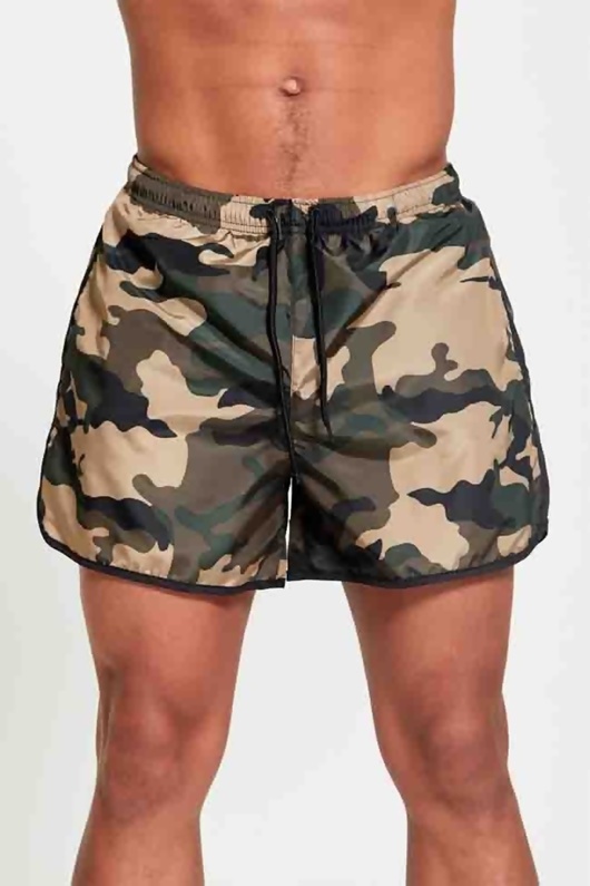 Mens Khaki Camo Swim Shorts justyouroutfit