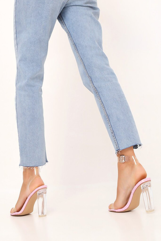 pink clear strap heels