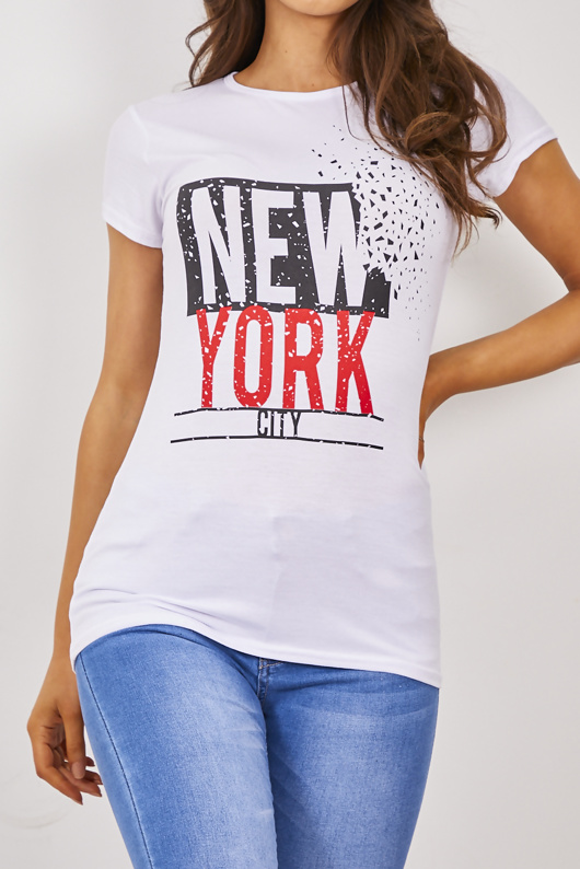 White New York City Print T-Shirt
