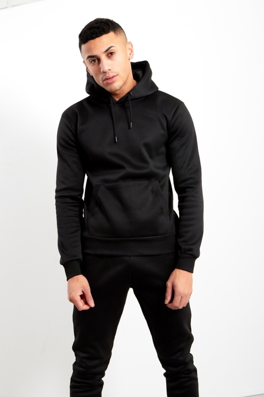 black hooded tracksuit