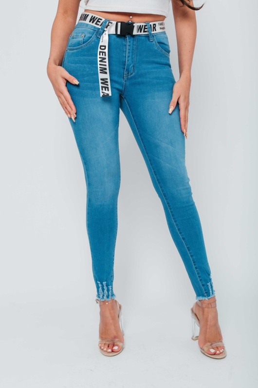 blue frayed jeans