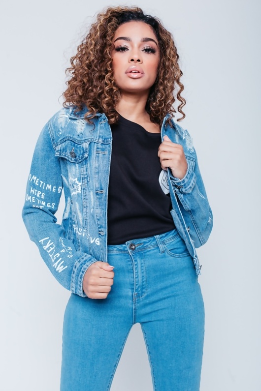 distressed blue denim jacket
