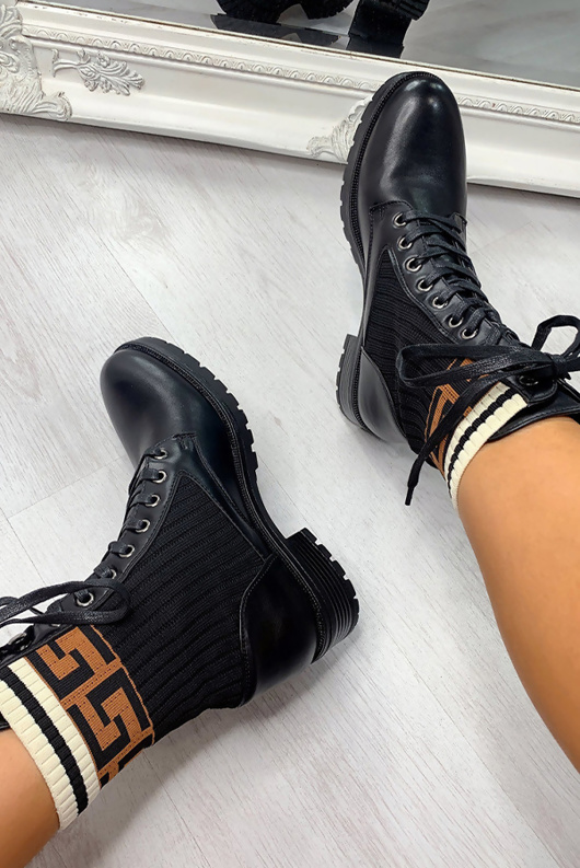 Brown Sock Insert Lace Up Ankle Boots