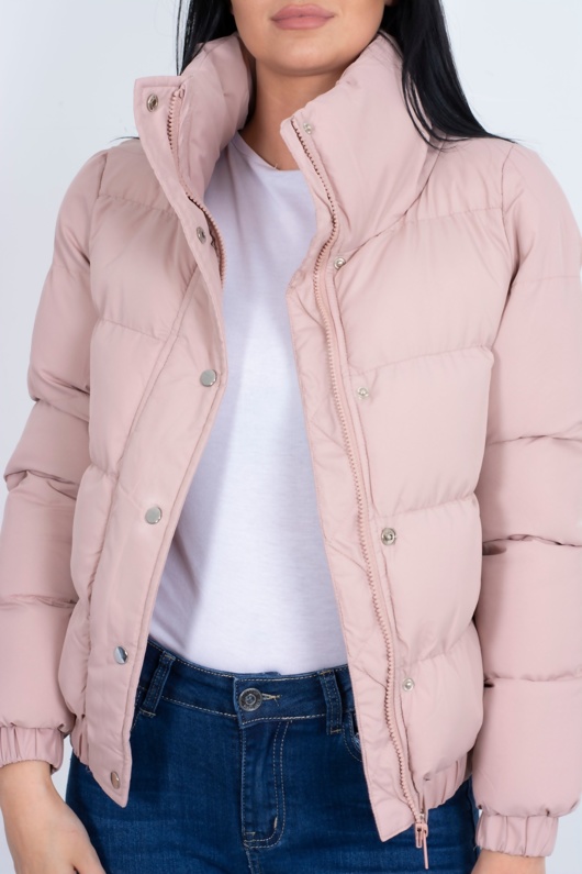 Dusty Hooded Zip Up Puffer Jacket | justyouroutfit