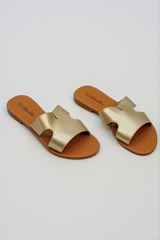 gold leather sliders