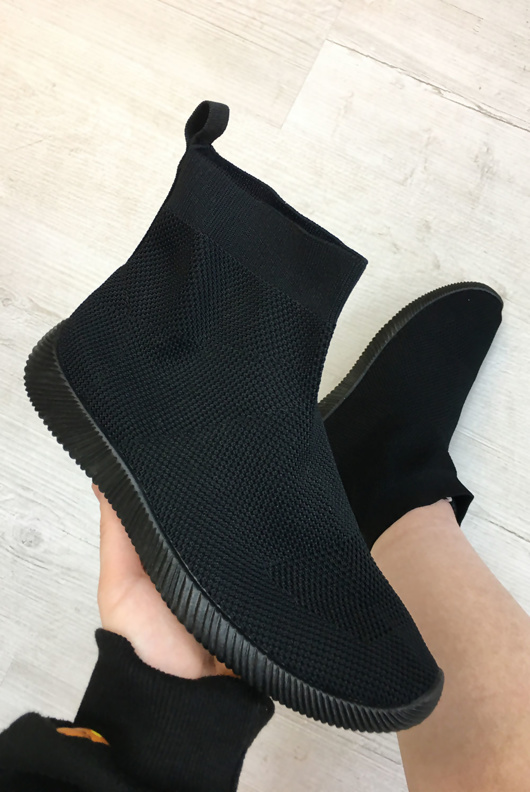 black sock runner trainers