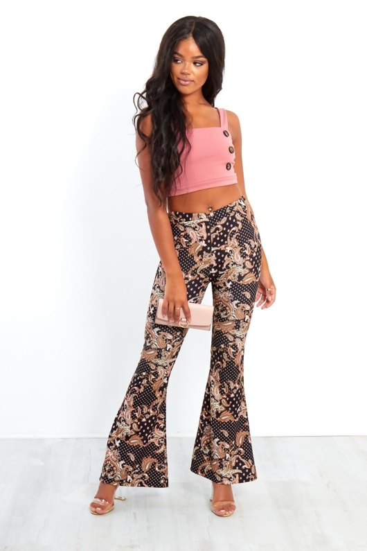 paisley flared trousers