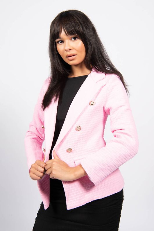 new look pink boucle blazer