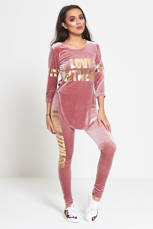 Pink Love Fitness Velour Jogger Set