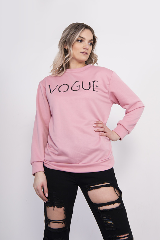 pink slogan jumper
