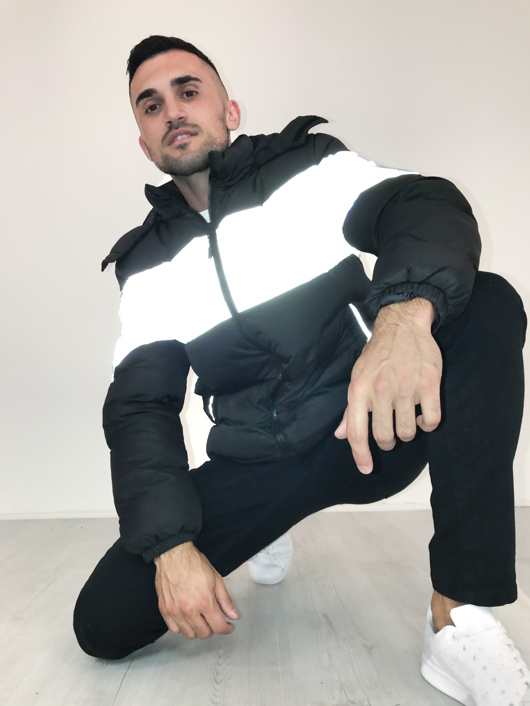 black reflective coat