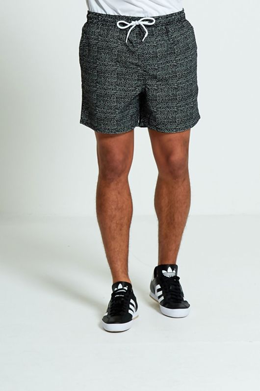 Mens Black And White Spotty Swim Shorts justyouroutfit